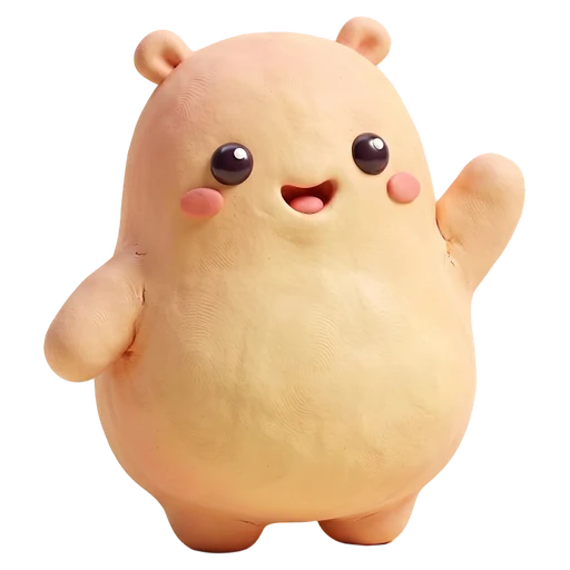 Clay, the Clayground mascot, waving